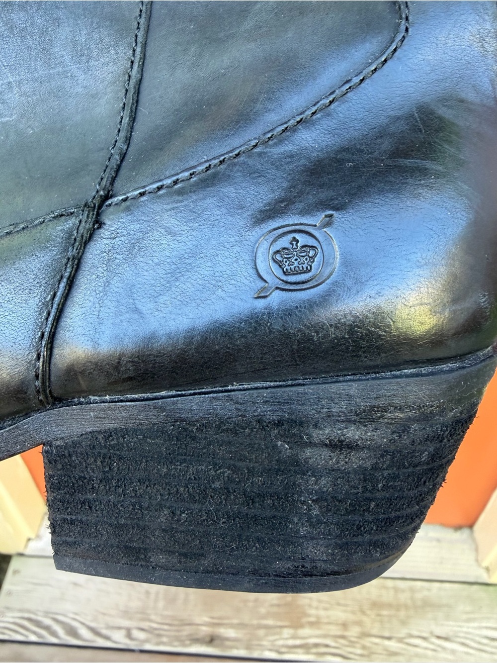 Black Leather Western Ankle Boots. Born - Picture 6 of 7